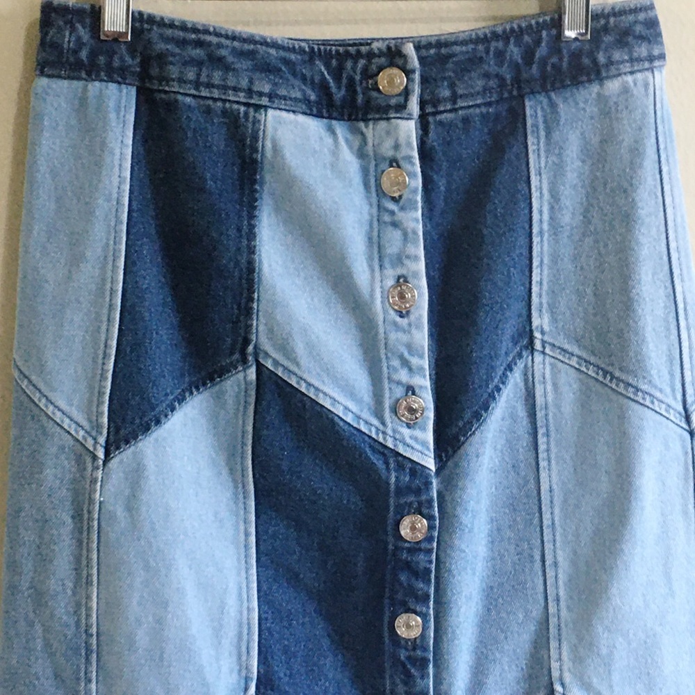 Sezane Alexane Denim Patchwork Skirt - Picture 4 of 6